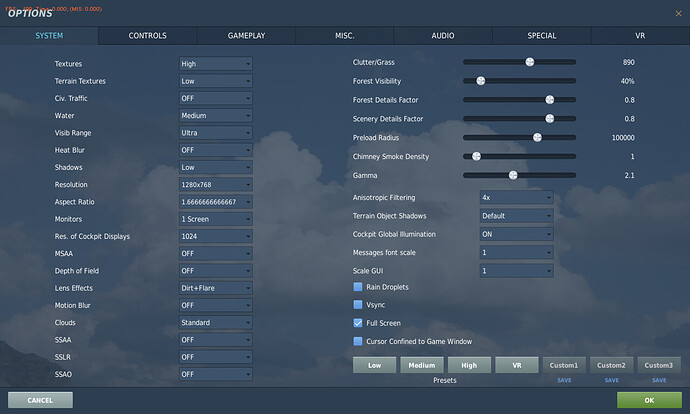 Pagina settings