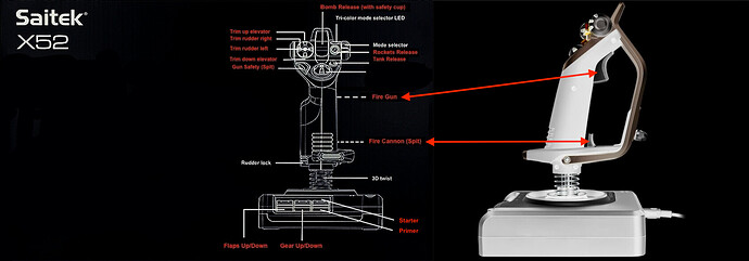 frontale e laterale joystick X52